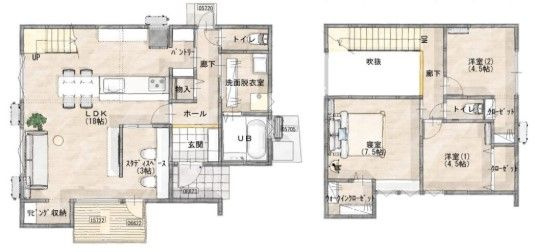 久留米市国分町　新築戸建の間取り