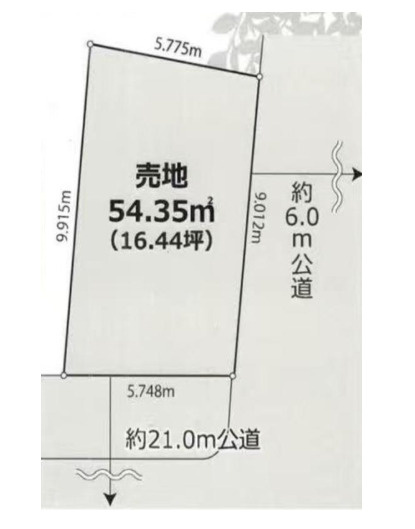 墨田区東向島１丁目の売地の区画図