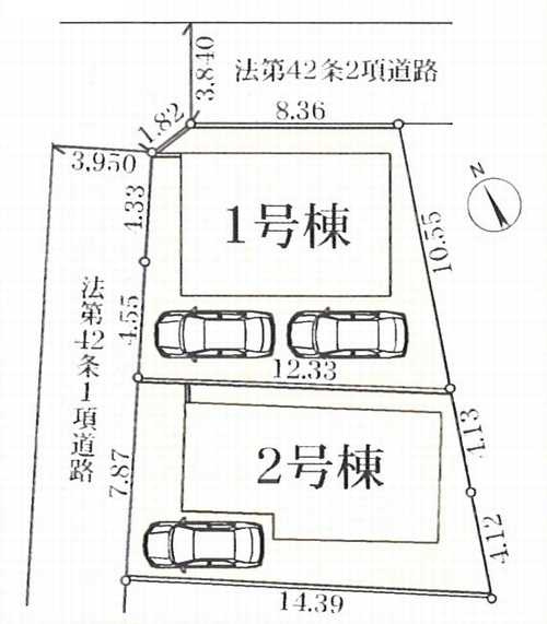 藤沢市辻堂東海岸2丁目　新築戸建全2棟　1号棟の区画図