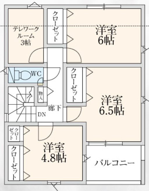 【仲介手数料無料】所沢市久米第２１全３棟１号棟　所沢市の新築なら西武ハウジングの間取り