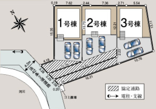 【仲介手数料無料】所沢市久米第２１全３棟１号棟　所沢市の新築なら西武ハウジングの区画図