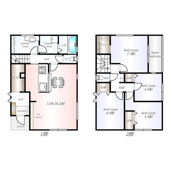 【間取り】 | 椿建売3号棟 | 4ＬＤＫ＋ＷＩＣ　
外出時・帰宅時に◎ウォークスルークローゼットあり
