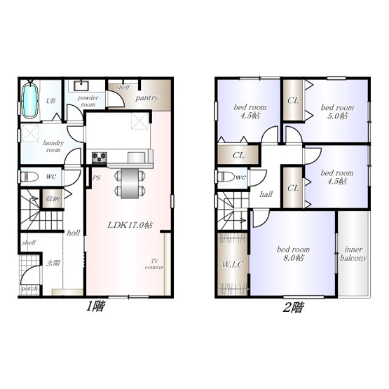 【間取り】 | 椿建売4号棟 | 4ＬＤＫ+ＷＩＣ
食料保存ができるパントリー付き！