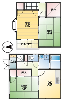 【間取り】 | ネオウェーブ山手 | 3ＳＤＫ