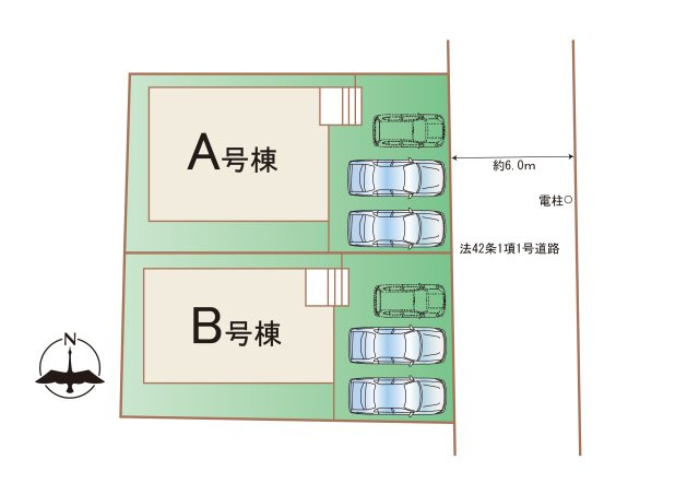 熊本市南区野田2丁目第1-2棟(A号棟)の区画図|配置図（A号棟）