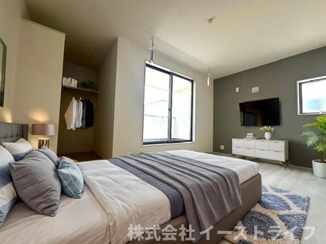 【新築戸建】　いわき市平下神谷第7　全4棟　【長期優良住宅】の居間・リビング|2号棟写真　寝室に家具を配置したイメージ画像です
※本画像はCGで作成しており、実際に現地に 家具は置かれておりません。また、価格に 家具は含まれておりません。