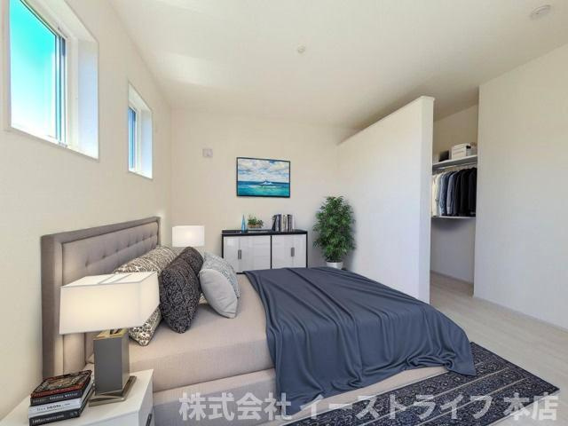 【新築戸建】　いわき市小名浜燈籠原第1 全10棟　長期優良住宅の寝室|10号棟の寝室に家具を配置したイメージ画像です
※ 本画像はCGで作成しており、実際に現地に 家具は置かれておりません。また、価格に 家具は含まれておりません。