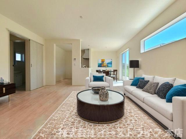 【新築戸建】　いわき市小名浜燈籠原第1 全10棟　長期優良住宅の居間・リビング|10号棟のリビングダイニングに家具を配置したイメージ画像です
※ 本画像はCGで作成しており、実際に現地に 家具は置かれておりません。また、価格に 家具は含まれておりません。