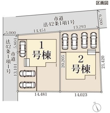 《全2棟》下妻市鎌庭　第1　1号棟の区画図