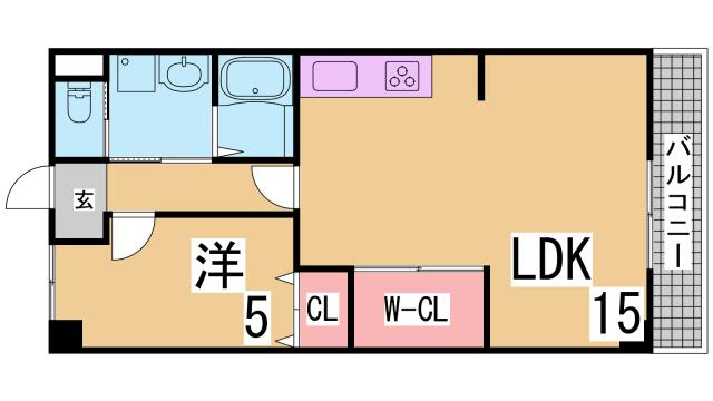 神戸市兵庫区御崎本町２丁目の賃貸マンションの間取り