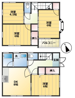 【間取り】 | あけぼの住宅Ⅱ | ４DK