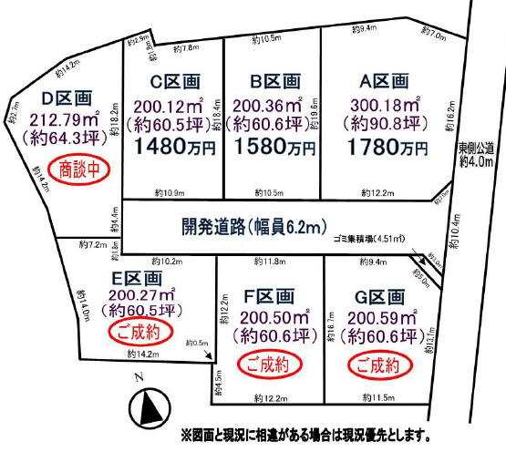 土地 川越市菅間　全７区画の区画図