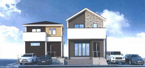 茅ヶ崎市南湖4期　新築戸建全2棟　2号棟の外観パース
