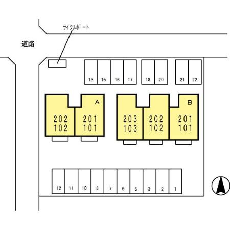 アリッサム２１　A棟の区画図