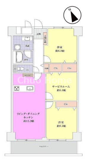 なぎさニュータウン5号棟の間取り|南西向きにつきまして日当たり・通風良好。新規リノベーション施工が完了致しましたのでいつでも内覧が可能です。