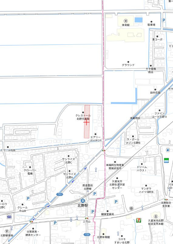 久留米市北野町　売り土地【4号地】の地図