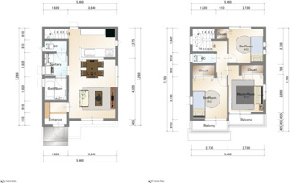【参考プラン】 | 城陽市寺田市ノ久保　2区画　B号地　売土地　建築条件付き | ・参考プラン価格：2410万（別途外構費230万、造成費等-万）
・建物価格は参考価格になります。
（弊社標準建物27坪で計算した価格です）
・参考プラン延床面積：74㎡