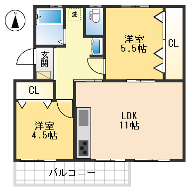 箕面粟生第二住宅18号棟の間取り