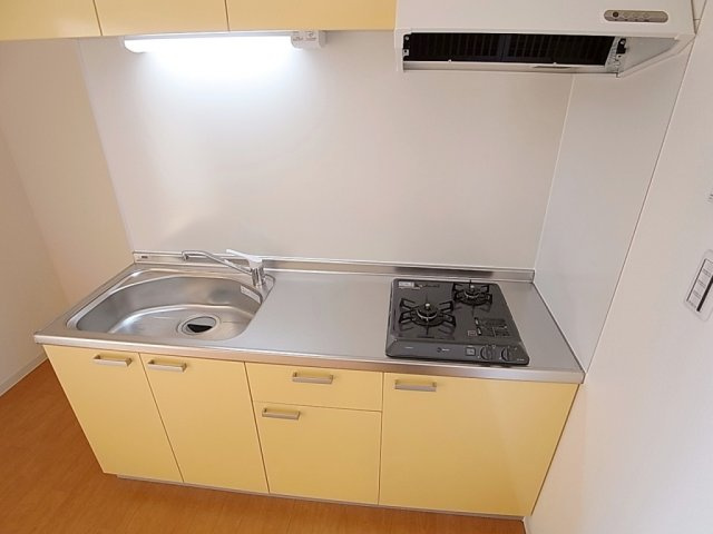 プラネットハイツKOBEのキッチン|システムキッチン、2口ガスコンロ