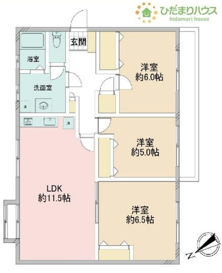 【間取り】 | 久寺家マンションＣ棟 | 全室フローリングで明るく掃除もしやすい♪
