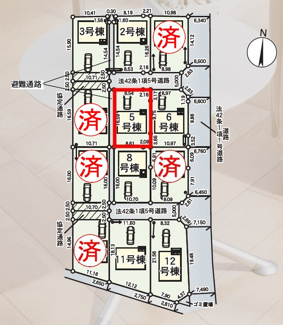 【区画図】 | 油井小学校・安達中学校区　GRADLE GAEDEN 二本松市油井　第５　全１２棟　５号棟 | 【区画図】５号棟　駐車スペース３～４台と広々しています。