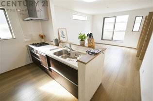 シンプルなデザインと使いやすさを兼ね備えた対面式システムキッチンは、効率的な作業スペースを提供し、家族やゲストとのコミュニケーションを促進します。