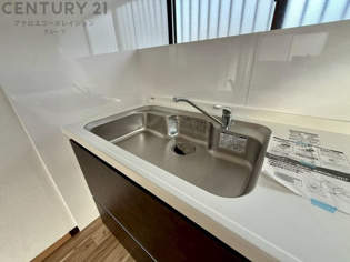 大きなシンクでお鍋などの大きな調理器具を洗う際にも便利です。