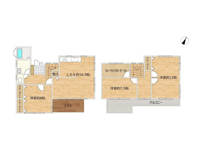 【間取り】 | 糟屋郡志免町向ヶ丘１丁目 戸建て | 全居室6帖以上あり、各部屋がゆとりのある間取りになっています。全室南向きで日当たり良好です