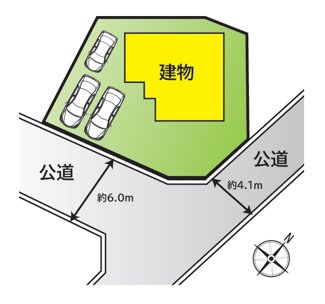 【区画図】 | 甲斐市篠原 2017年築オール電化 中古戸建 南東角地 車3台 | 南東角地で日当たり良好
