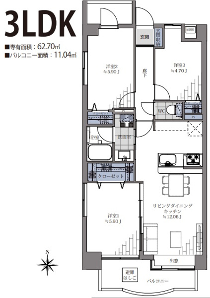 【間取り】 | ロマネスク浄水通り第2☆仲介手数料無料☆