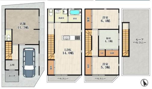 【間取り】 | 大阪市住之江区店舗付住宅