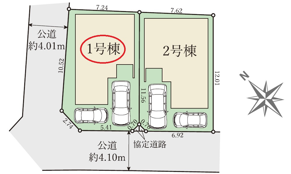 忠岡町忠岡中1丁目1期1号棟の区画図