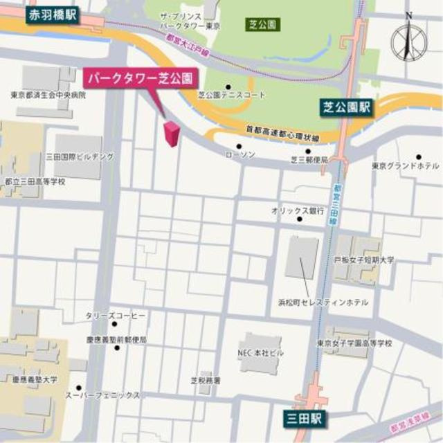 パークタワー芝公園の地図