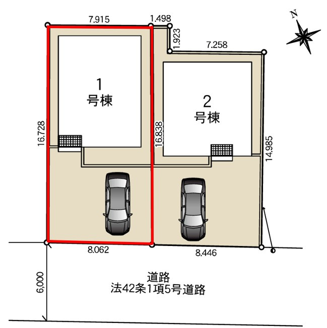 クレイドルガーデン日光市吉沢　第2　1号棟の区画図|1号棟