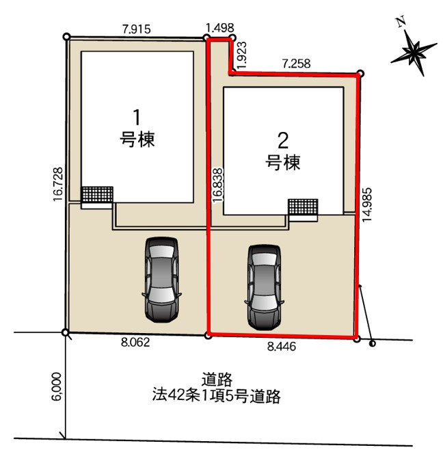 クレイドルガーデン日光市吉沢　第2　2号棟の区画図|2号棟