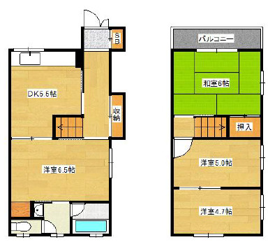 大阪市住吉区沢之町1丁目　中古テラスハウスの間取り