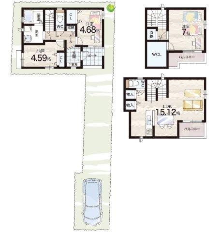 西宮市大社町　新築一戸建ての間取り|B号地