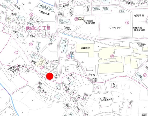 宜野湾市我如古三丁目土地の地図