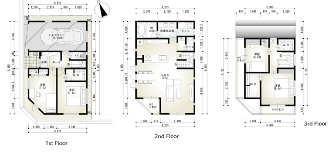 【土地図＋建物プラン例】 | 目黒区上目黒5丁目 | 建物参考プラン（建物面積約151.15㎡の3階建4LDK+P。建物参考価格5000万円。）