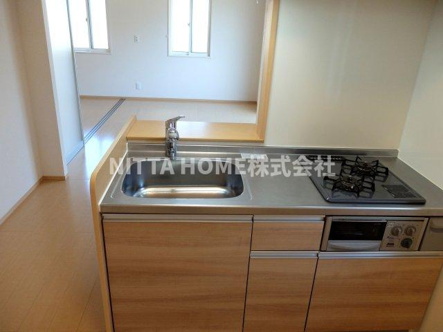 丹波篠山市杉のアパートのキッチン|２口コンロ＆グリル付きです♪