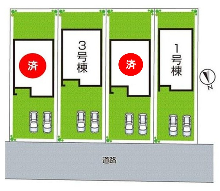 姫路市白浜町宇佐崎北　新築一戸建ての区画図|全4区画