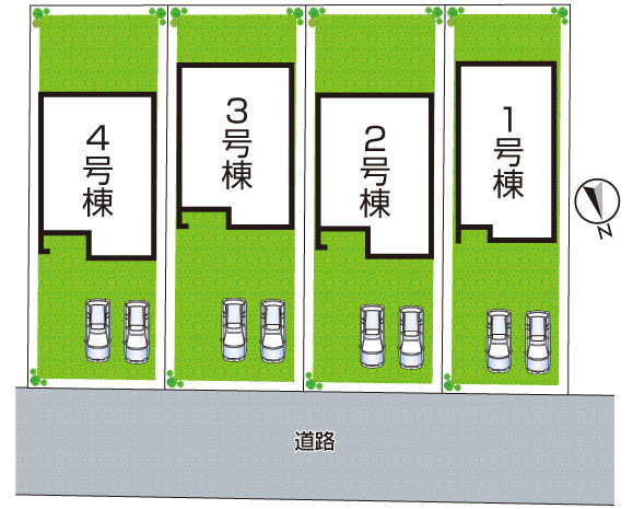 姫路市白浜町宇佐崎北　新築一戸建ての区画図|全4区画