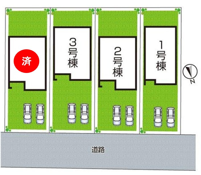 姫路市白浜町宇佐崎北　新築一戸建ての区画図|全4区画