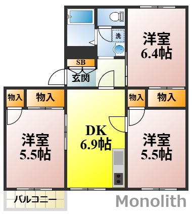 タウニィ高松B棟の間取り