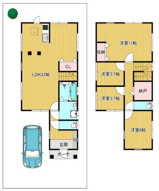 宝塚市末成町　中古一戸建ての間取り