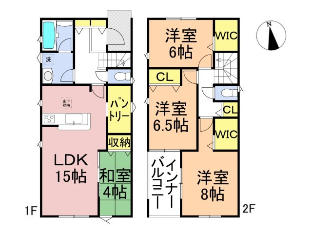 クワイエ　羽島市福寿町本郷第２　全２区画分譲の間取り|■２号棟　■ヤマダ不動産　株式会社リライフ　
■夢のマイホーム購入をフルサポートします！