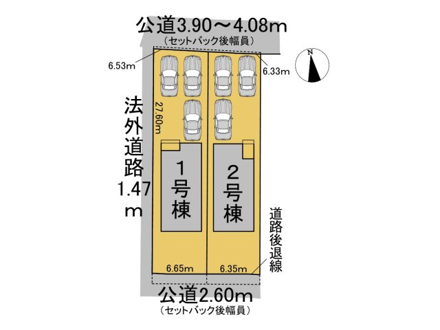 【商談中】クワイエ　羽島市福寿町本郷第２　全２区画分譲の区画図|■区画図
■YAMADA電機の　ヤマダ不動産　株式会社リライフ　
いつでもお問合わせ下さい。