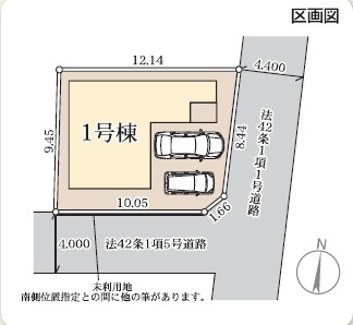 リーブルガーデン宇都宮雀の宮第6　１号棟の区画図|１号棟　土地面積：109.61㎡（33.15坪）