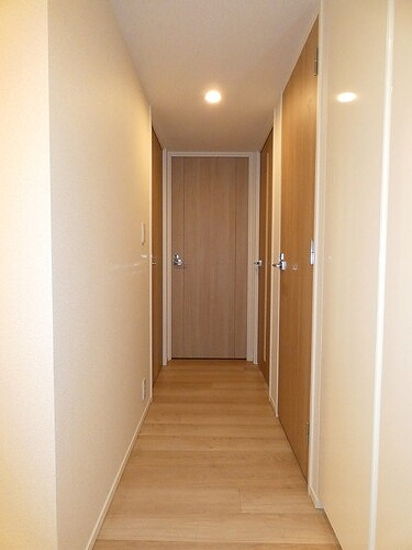 葛飾区新宿６丁目の賃貸マンションのその他|玄関側から見た廊下　内装済