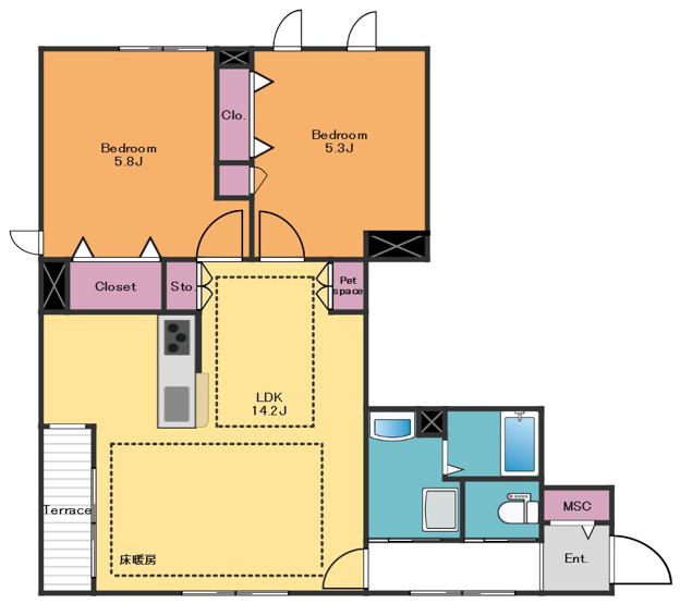 【間取り】 | （仮称）鷹番１丁目メゾン | 2LDK